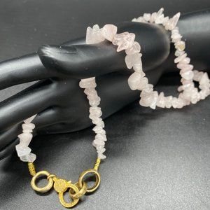 Necklace - Diamond Clasp, Rose Quartz